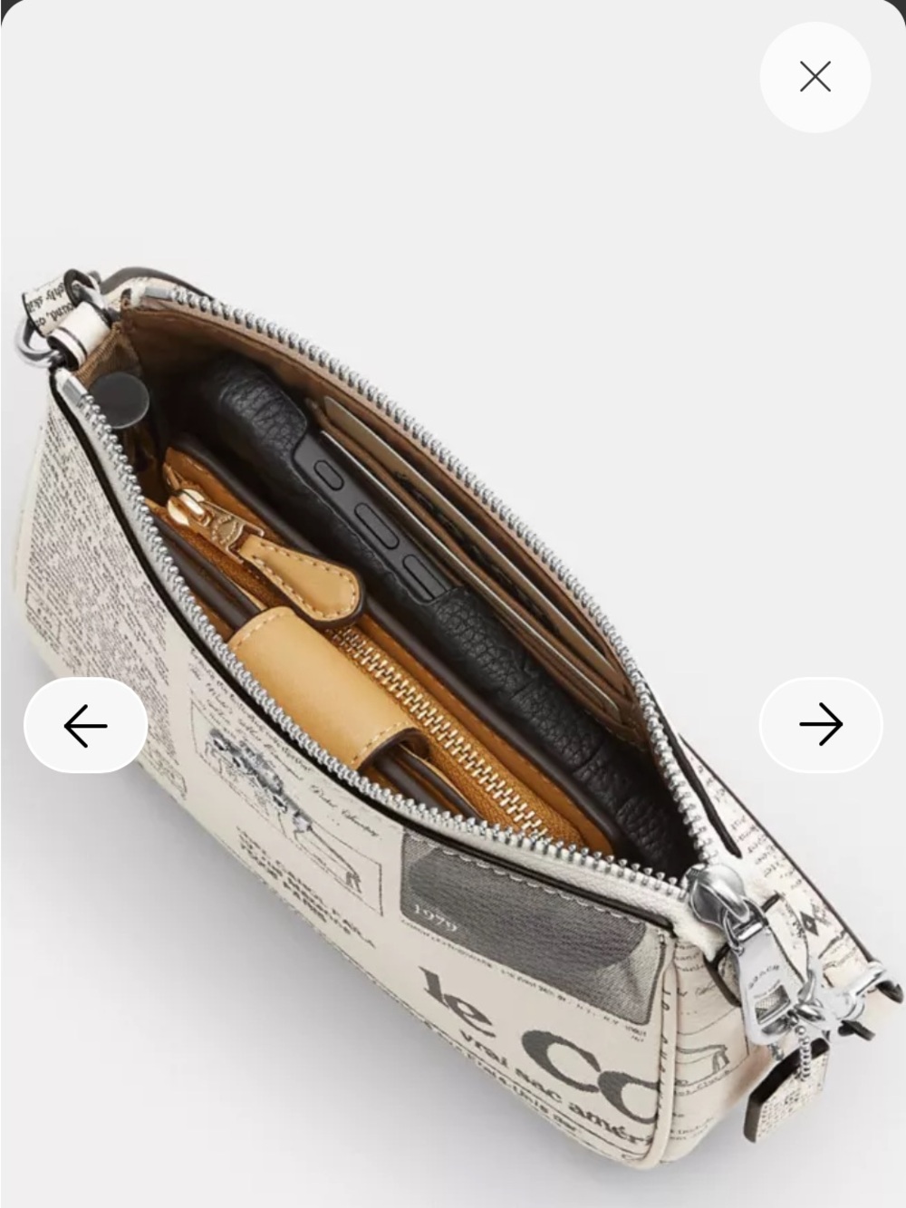 Coach NWT Mini Shoulder Bag in Cream and Black Newspaper Print - Picture 3 of 6